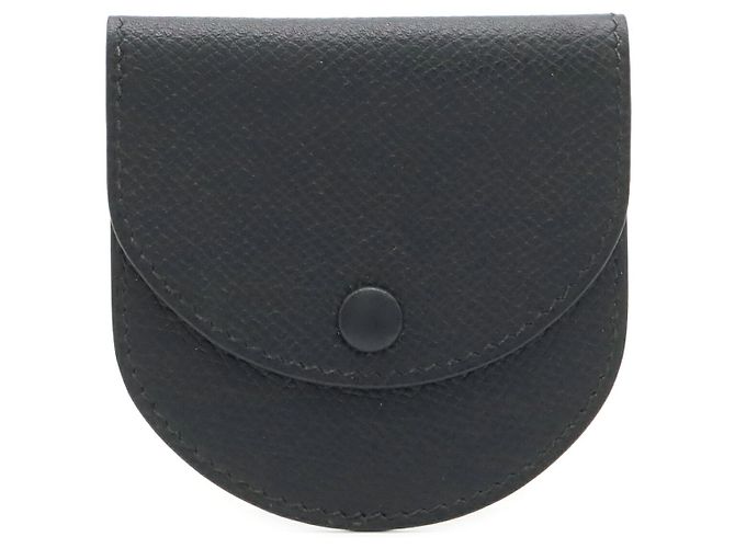 Monedero Hermès Negro de Piel de Ternera Pony