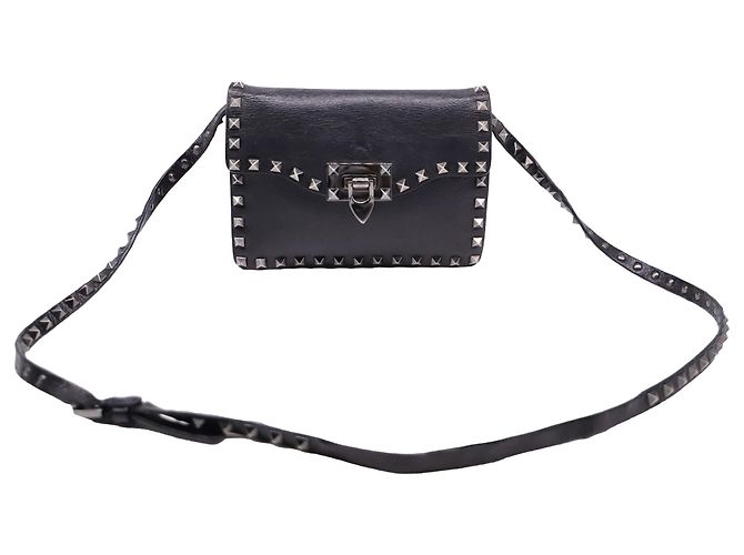 Borsa a tracolla Small Rockstud Valentino Garavani in pelle nera Nero