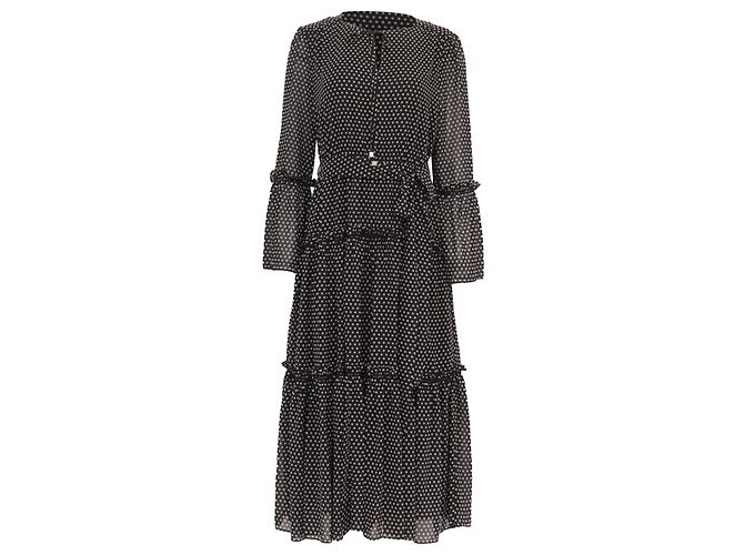 Vestido com camadas e estampado de bolinhas Michael Michael Kors em poliéster preto