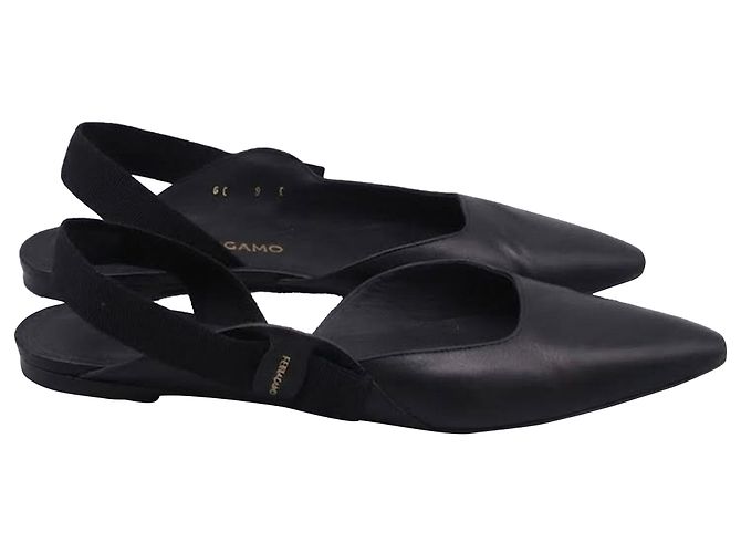 Salvatore Ferragamo Ballerine slingback Vaina Ferragamo in pelle nera Nero