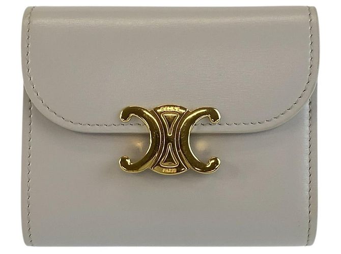 Céline Celine Small Flap Wallet Triomphe Grey