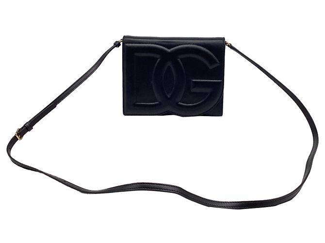 Borsa a tracolla Dolce & Gabbana DG Logo in pelle di vitello nera Nero