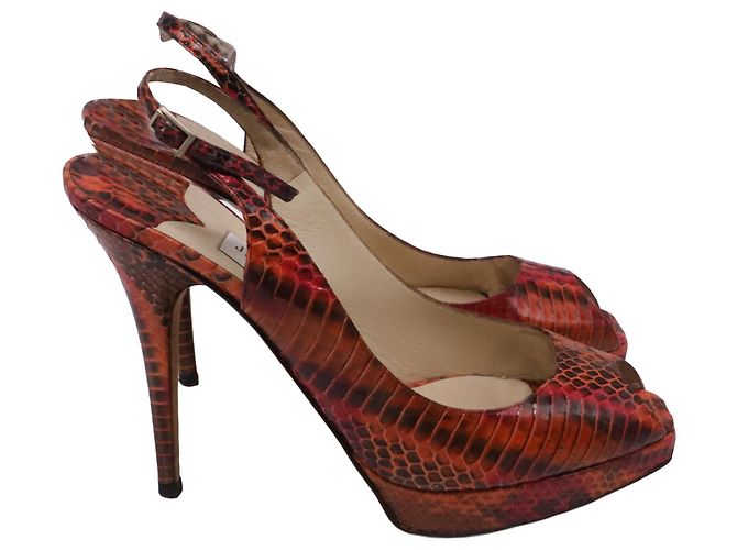 Décolleté Slingback Jimmy Choo in pelle rossa effetto pitone Rosso