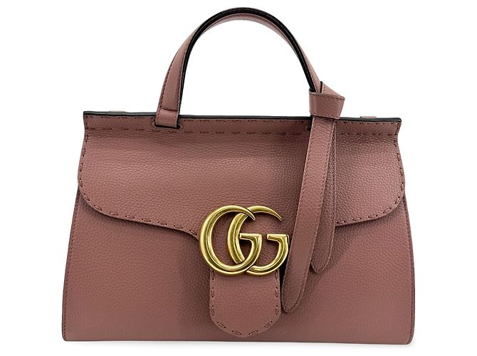 Gucci GG Marmont Top Handle Leather Mini Rosa