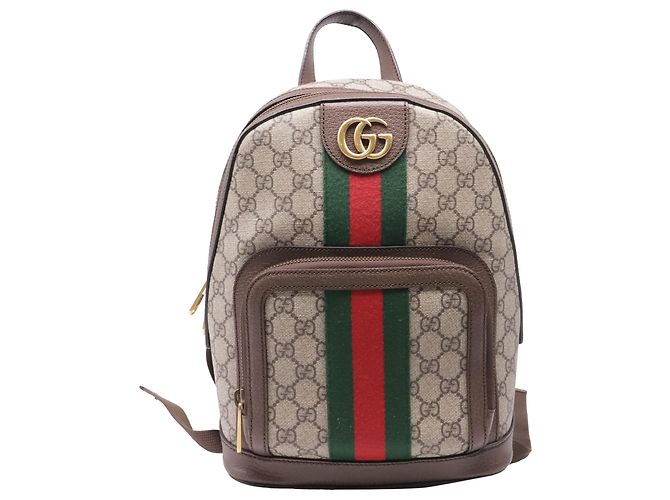 Gucci Small Ophidia Backpack in Beige Coated Canvas Multiple colors
