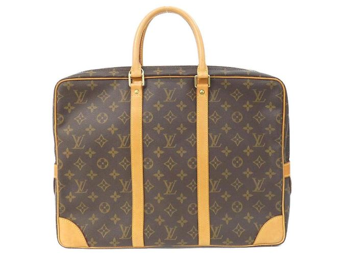 Louis Vuitton Porte-Documents Voyage Monogram Document Bag Metálico Bronze