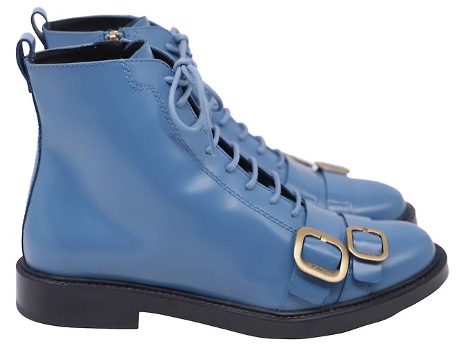 Stivaletti stringati Tod's in pelle blu