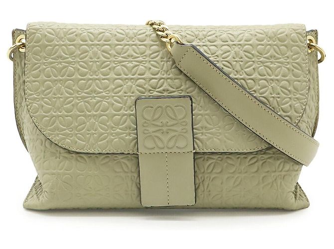 Bolsa de Ombro com Corrente Anagram Avenue em Couro Loewe Marrom Bege