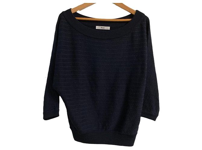 Autre Marque Rene Strickpullover mit Dolman-Ärmeln Blau Marineblau