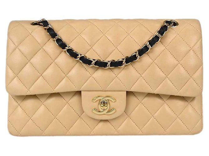 Chanel Classic Double Flap Quilted Lambskin Small Beige