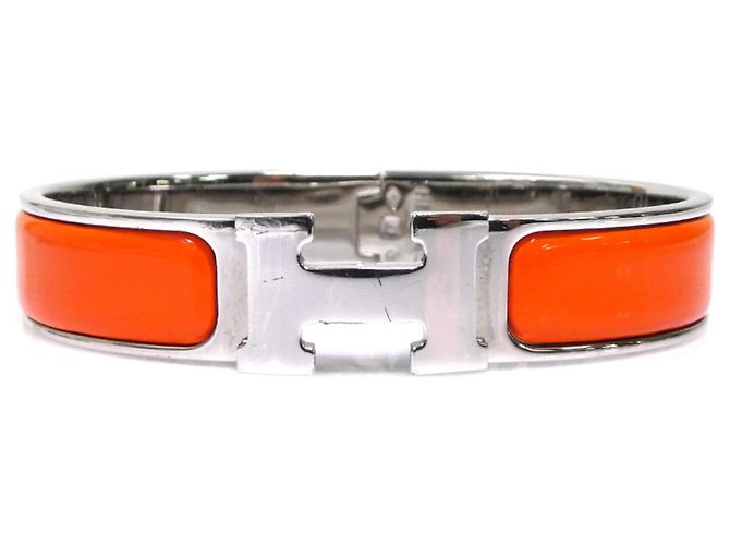 Hermès Bracciale Rigido Hermes HERMES Clic Clack Argento Arancione