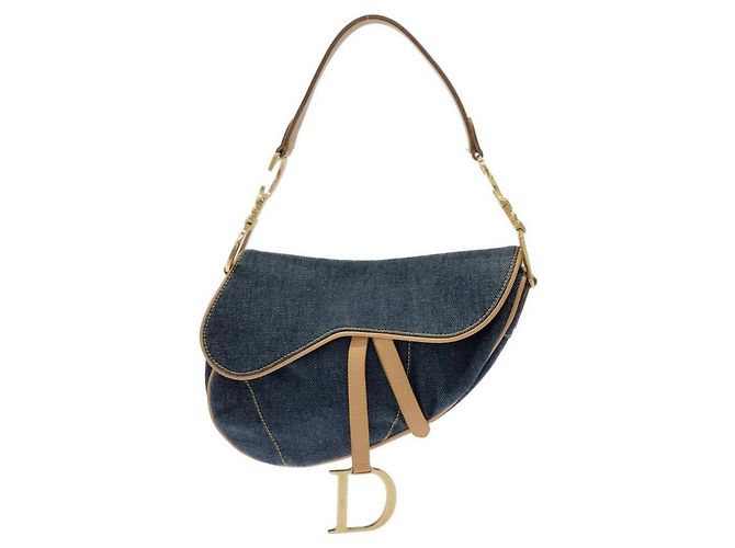 Christian Dior Saddle Schultertasche Blau Bordeaux