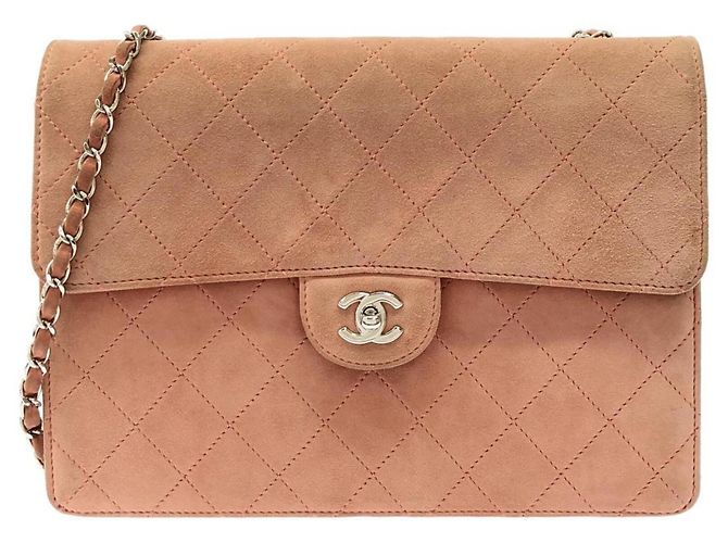 Sac à épaule Chanel en daim rose