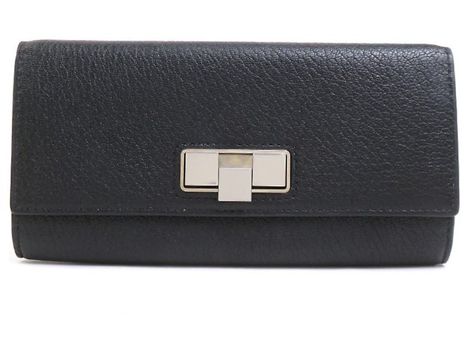 Bottega Veneta Black Leather Long Wallet