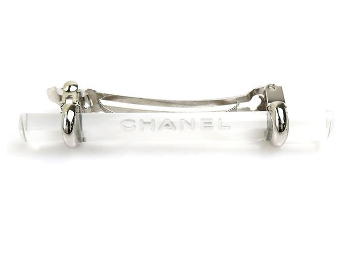 Pasador Chanel Clear Silver Plata