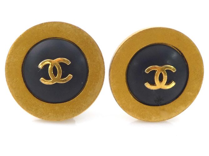 Orecchini a clip Chanel in nero e oro D'oro