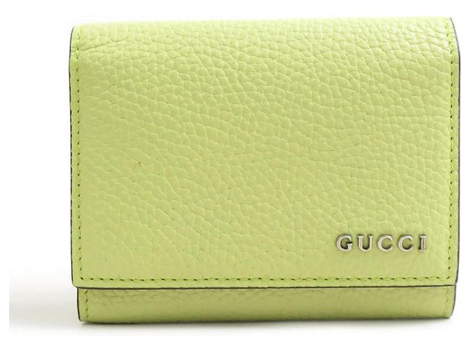 Cartera bi-fold de piel Gucci Amarillo
