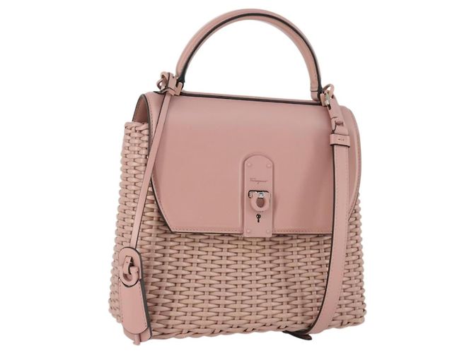 Salvatore Ferragamo Boxyz Top Handle Woven Leather Medium