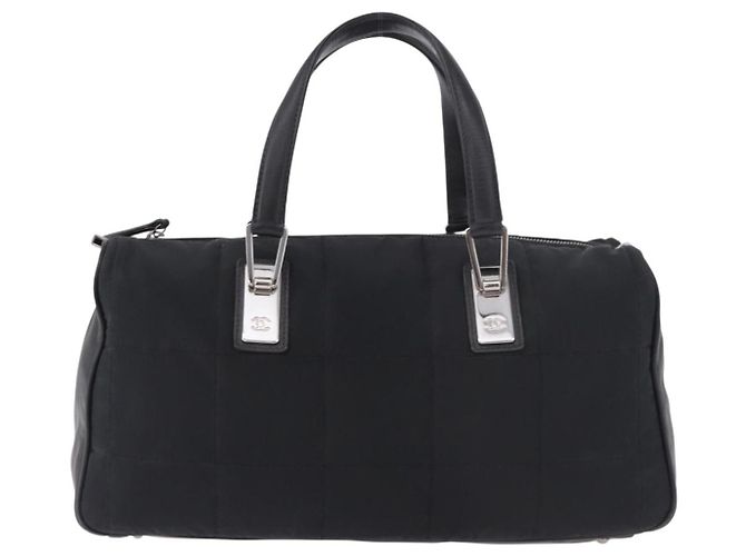 Chanel Square Stitch Boston Quilted Nylon Large Nero