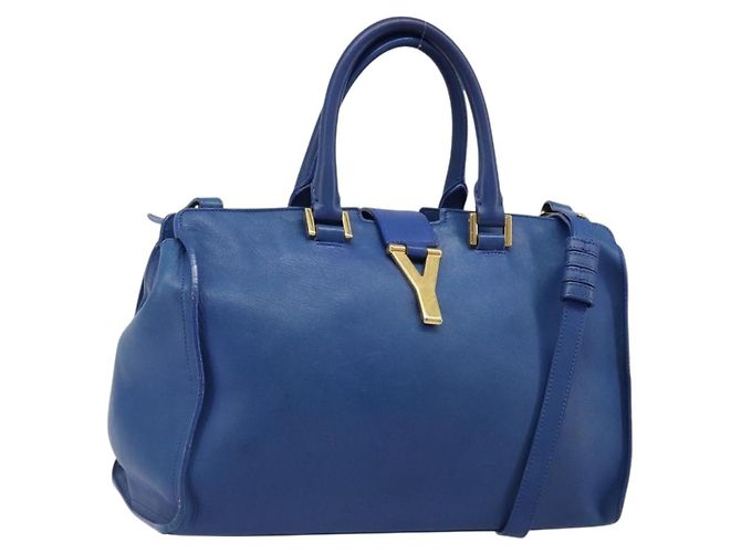 Autre Marque Saint Laurent Classic Y Cabas Leather Small Bleu