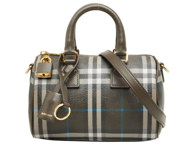 Bolso Mini Bowling Burberry Check Blanco Azul Caqui