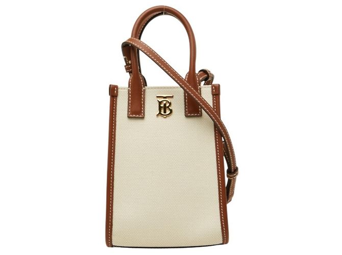 Bolsa de mão Burberry Micro Francis TB Logo Marrom Cru