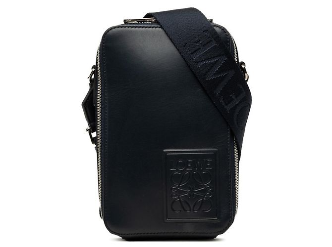 Borsa a tracolla Loewe Anagram Vertical con tasca Blu navy