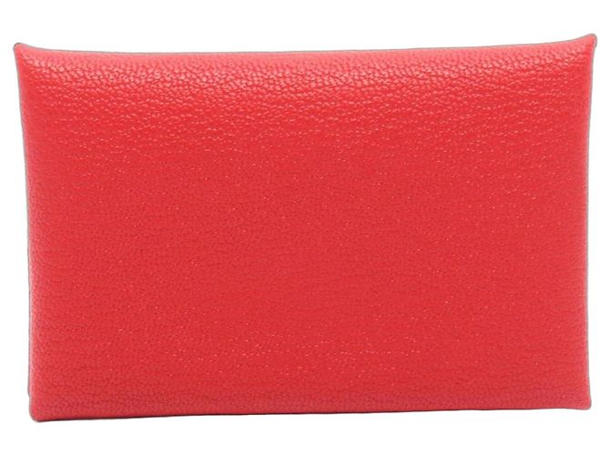 Hermès Hermes Calvi Verso Geldbörse - Münzbeutel Rot