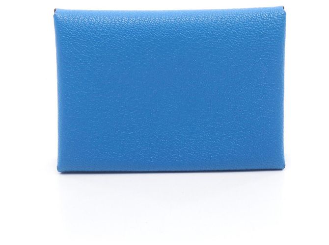 Hermès Hermes Calvi Duo Coin Purse Blue
