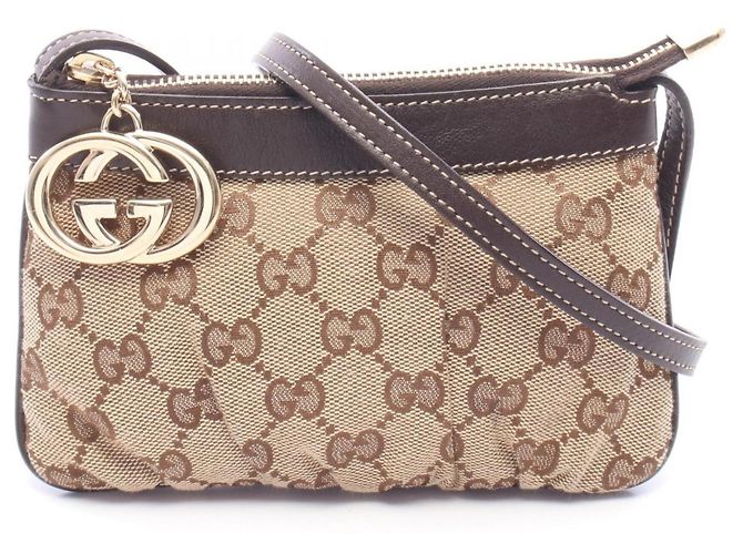 Borsa a tracolla mini Gucci Interlocking G Marrone Beige