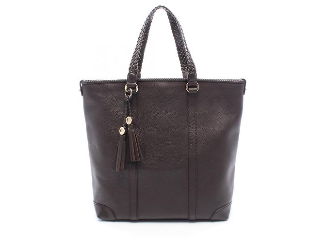 Saco Tote Gucci Marrakech em couro castanho