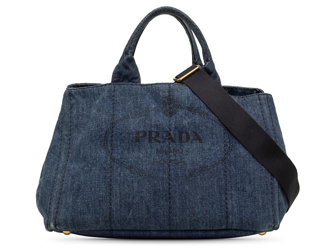 Borsa Prada Canapa in denim blu