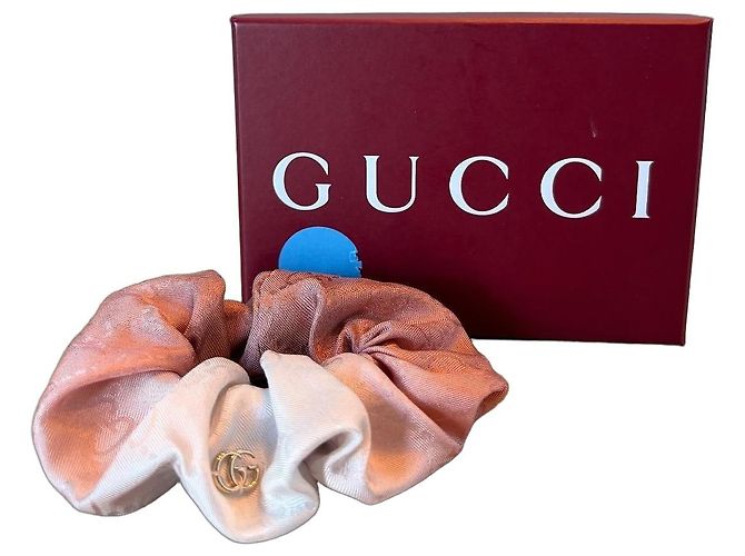 Gucci GG Marmont Scrunchie in seta Rosa Bianco
