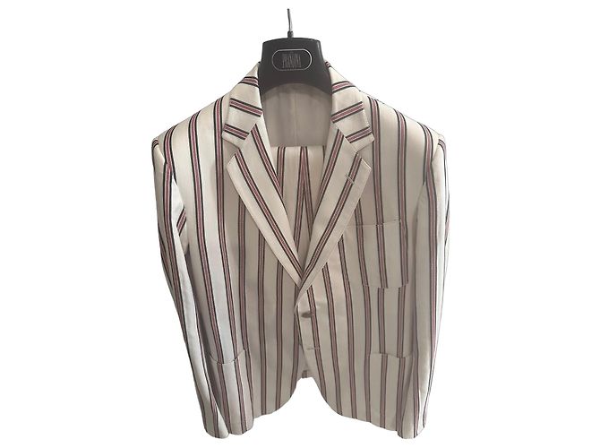 Gucci suit with white, red and blue stripes