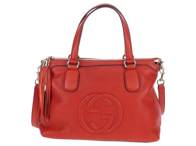Gucci Soho Convertible Soft Top Handle Leather Laranja