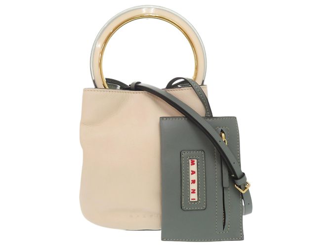 Marni Panier SCMP001801 Borsa a secchiello 2-Way Beige Verde