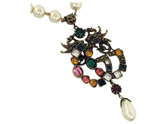 Colar com Pendente Gucci para Mulher Cabeça de Gato Double G
