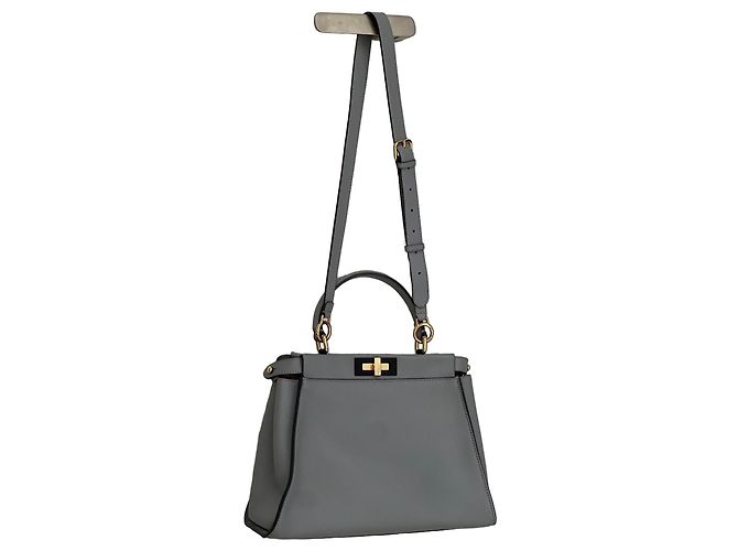 Fendi Peekaboo MM Handtasche aus grauem Leder