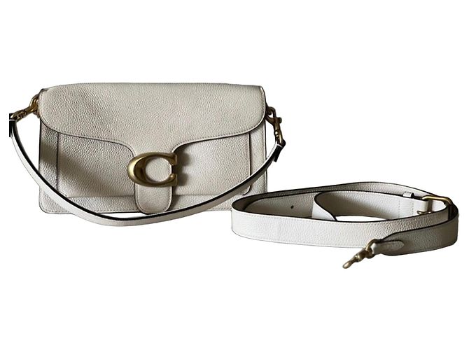 Borsa a tracolla Coach Tabby in pelle martellata bianca Bianco