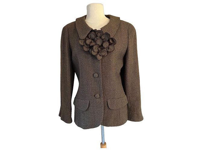 Yuki Torii Brown floral blazer jacket