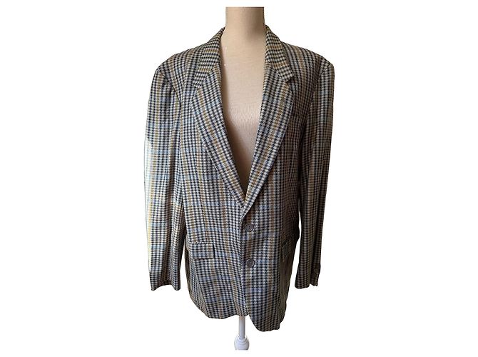 Autre Marque Ted Lapidus Harris Tweed wool checked blazer Brown Blue Grey Yellow