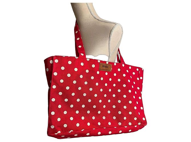 Saco cabas Kenzo com bolinhas vermelhas e brancas Branco Vermelho