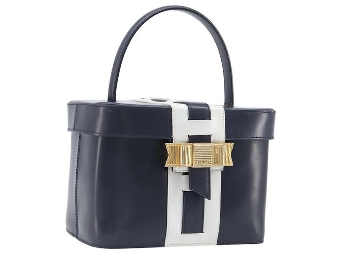 Céline Sac à main CELINE en cuir Navy Gold Auth ep16387A Doré Bleu Marine