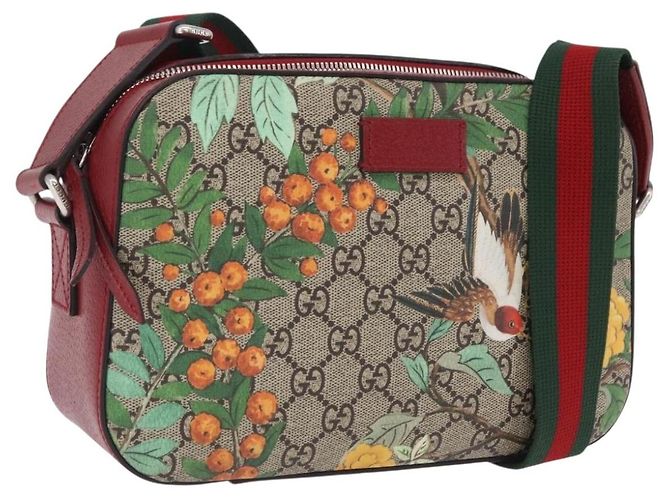 Borsa GUCCI GG Supreme Web Sherry Line PVC Beige Silver 450947 Auth BA15761V