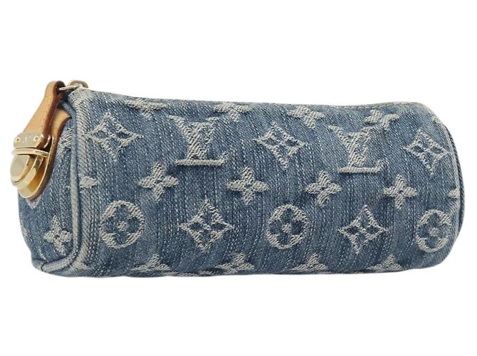 LOUIS VUITTON Monogram Denim Trousse Speedy PM Pouch Blue M95082 LV Auth 207279A