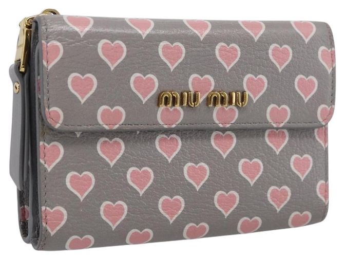 Carteira Longa Miu Miu em Couro Cinza e Dourado Auth yk21007V