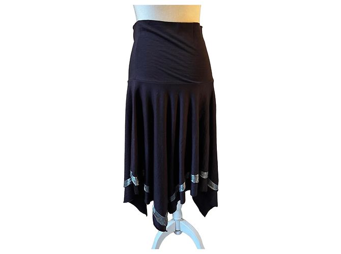 Autre Marque Falda asimétrica de lana burdeos con detalles plateados