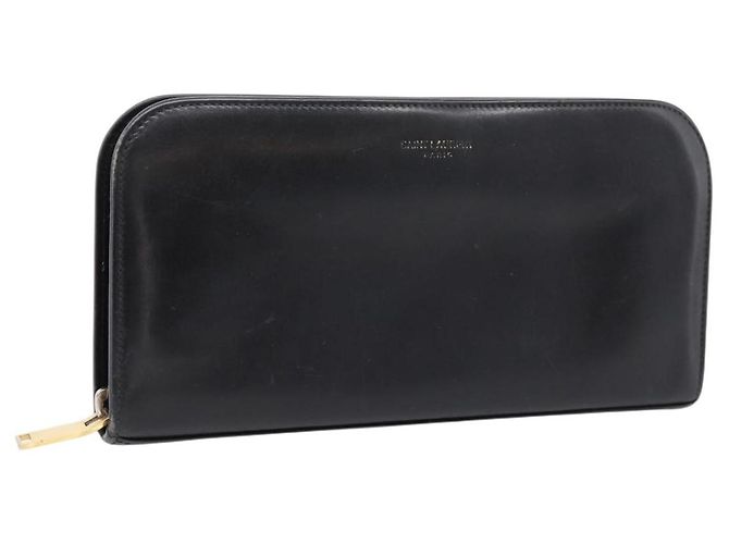 Autre Marque Saint Laurent Long Wallet Leather Black Gold Auth bs37677