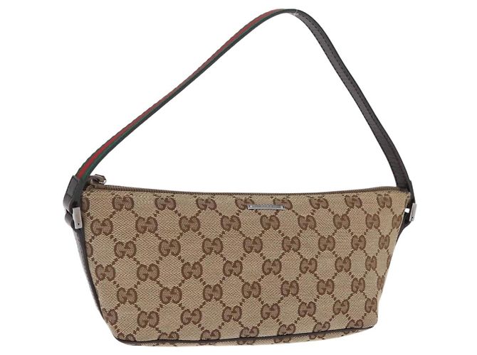 GUCCI GG Canvas Web Sherry Line Handtasche Beige Silver 141809 Auth ep16518A Silber