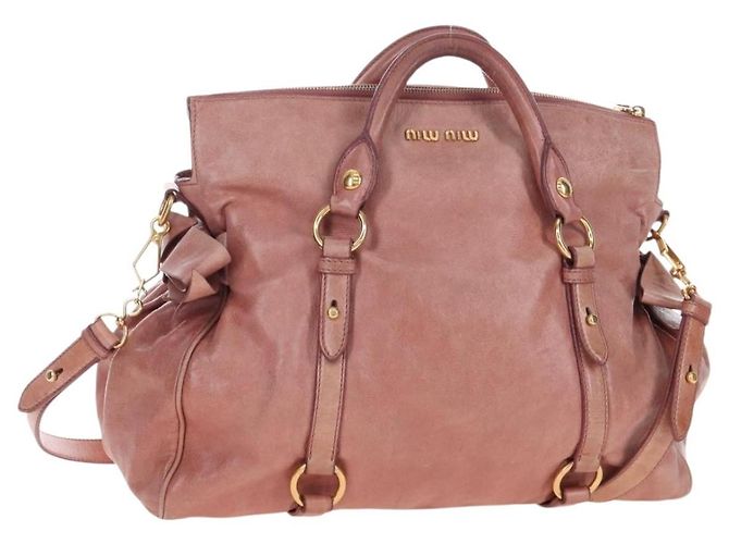 Sac à main Miu Miu en cuir 2way Rose Or Auth 167669M